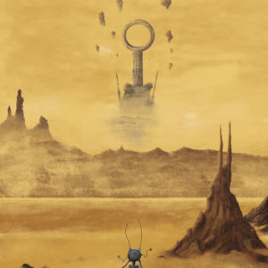 Temple perdu d'Dk'Homs sur l'exoplanète Kepler-186 c | Style Huile | Illustration numérique imprimée | Concept Art Crash Alien
